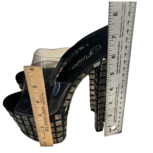 PLEASER SKY-301MR Mirrored Tile Platform Slide Sandals Size 5 FLAWED - Picture 8 of 13